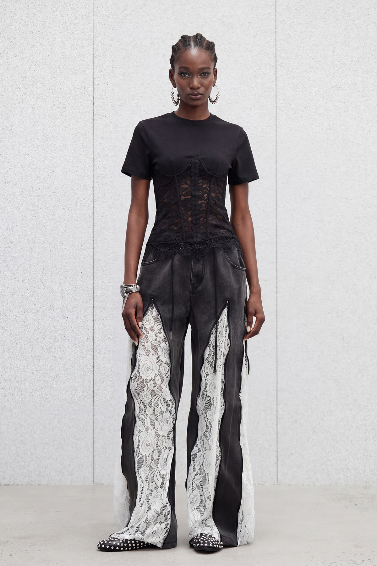 Immaculata Corset Lace Top In Black