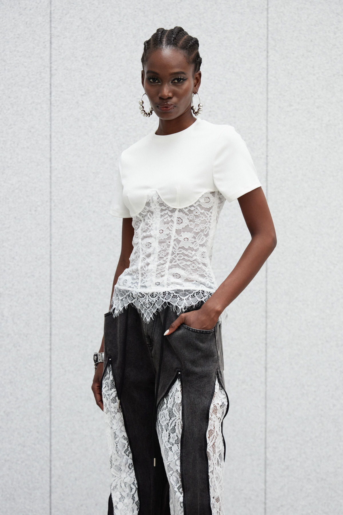 Immaculata Corset Lace Top In White