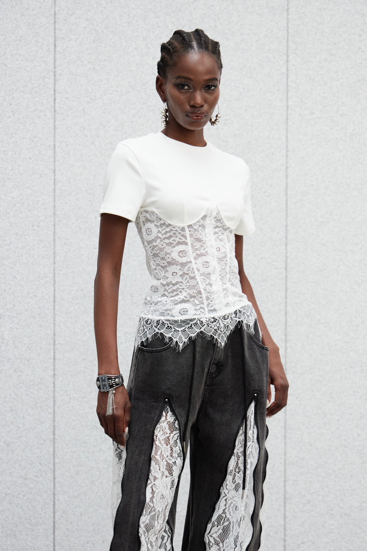 Immaculata Corset Lace Top In White