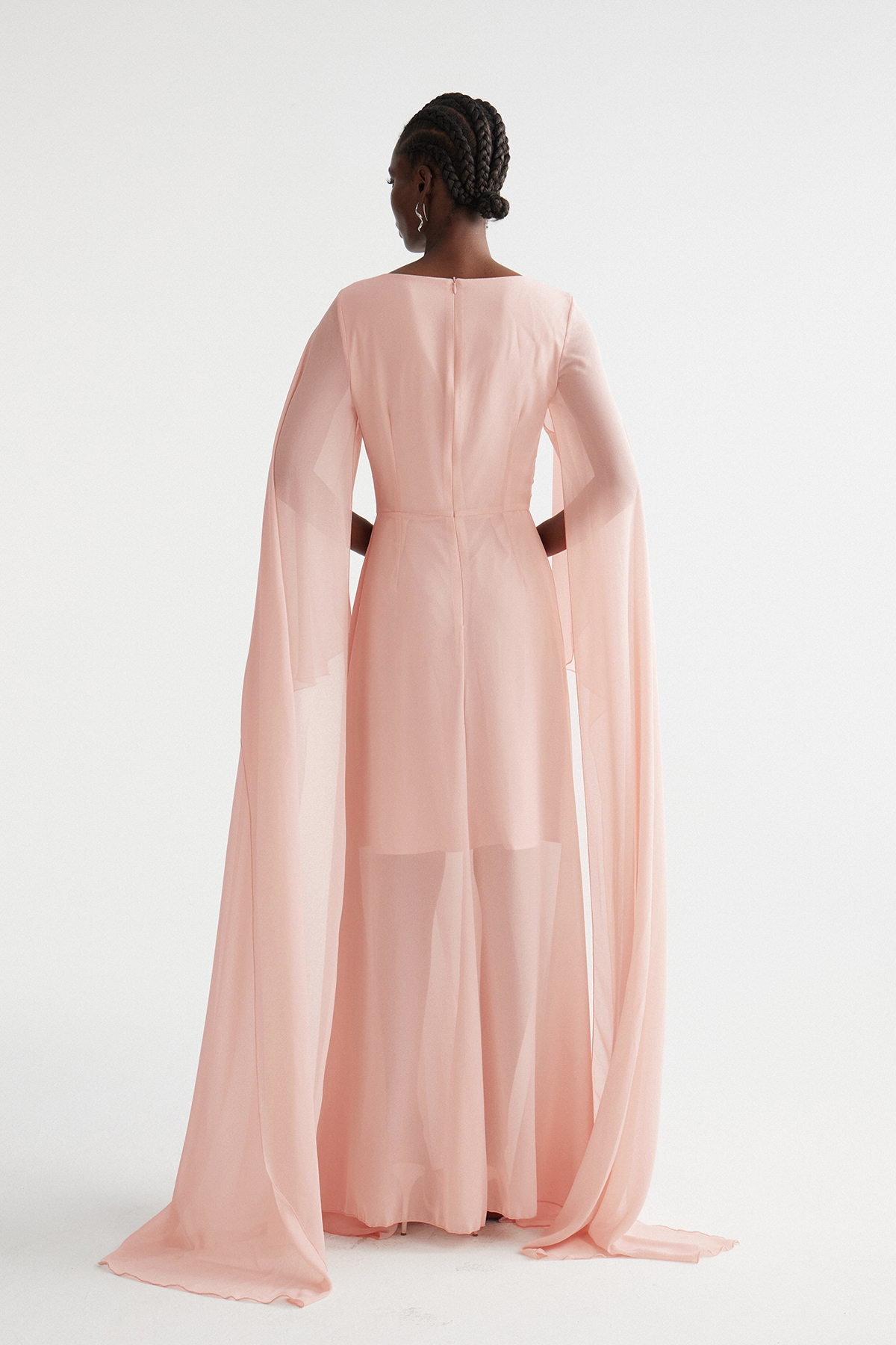 Imogene Draped Cape Sleeve Maxi Dress