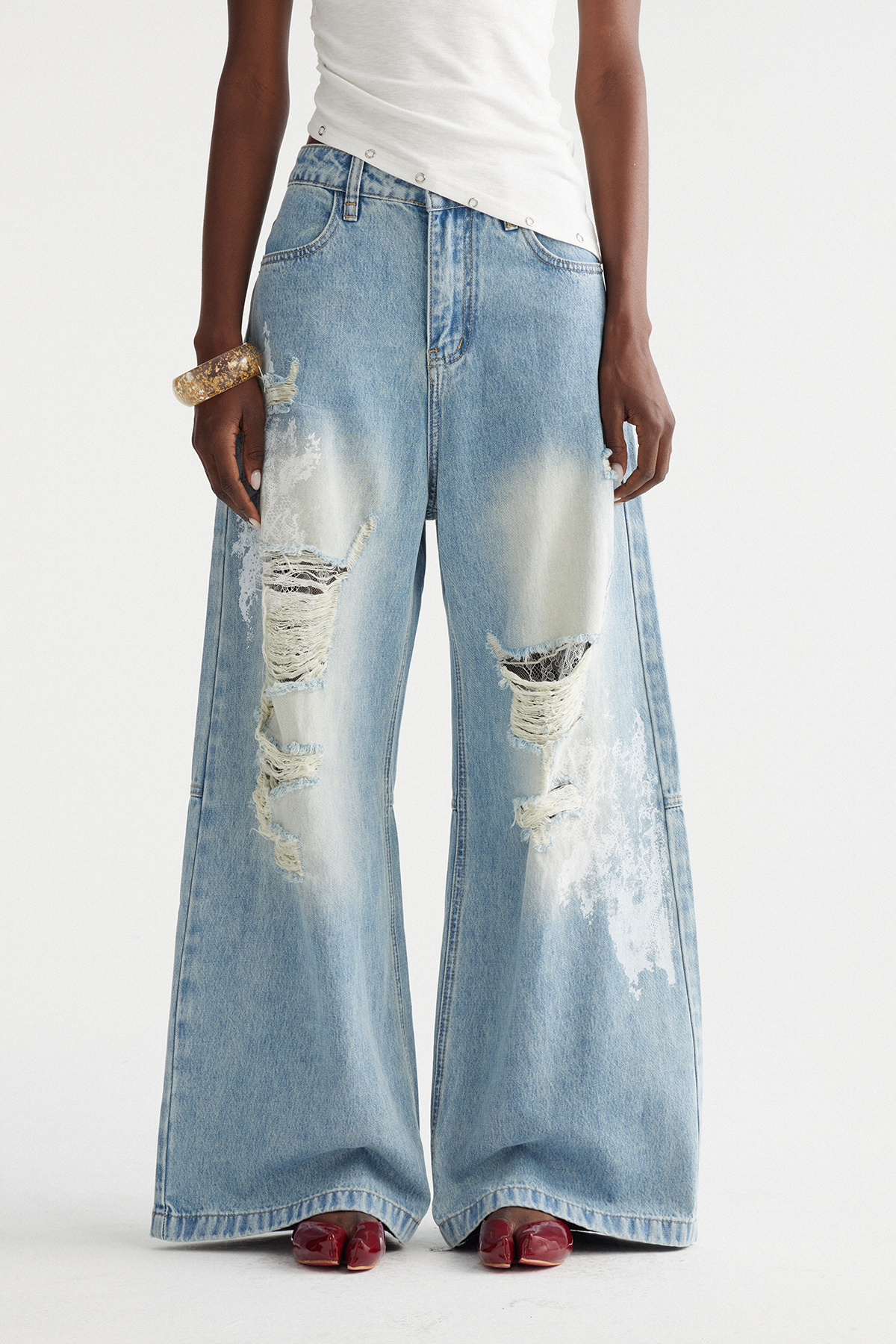 Imona Ripped Barrel Jeans
