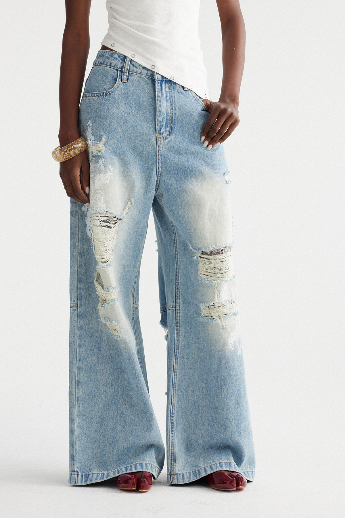 Imona Ripped Barrel Jeans