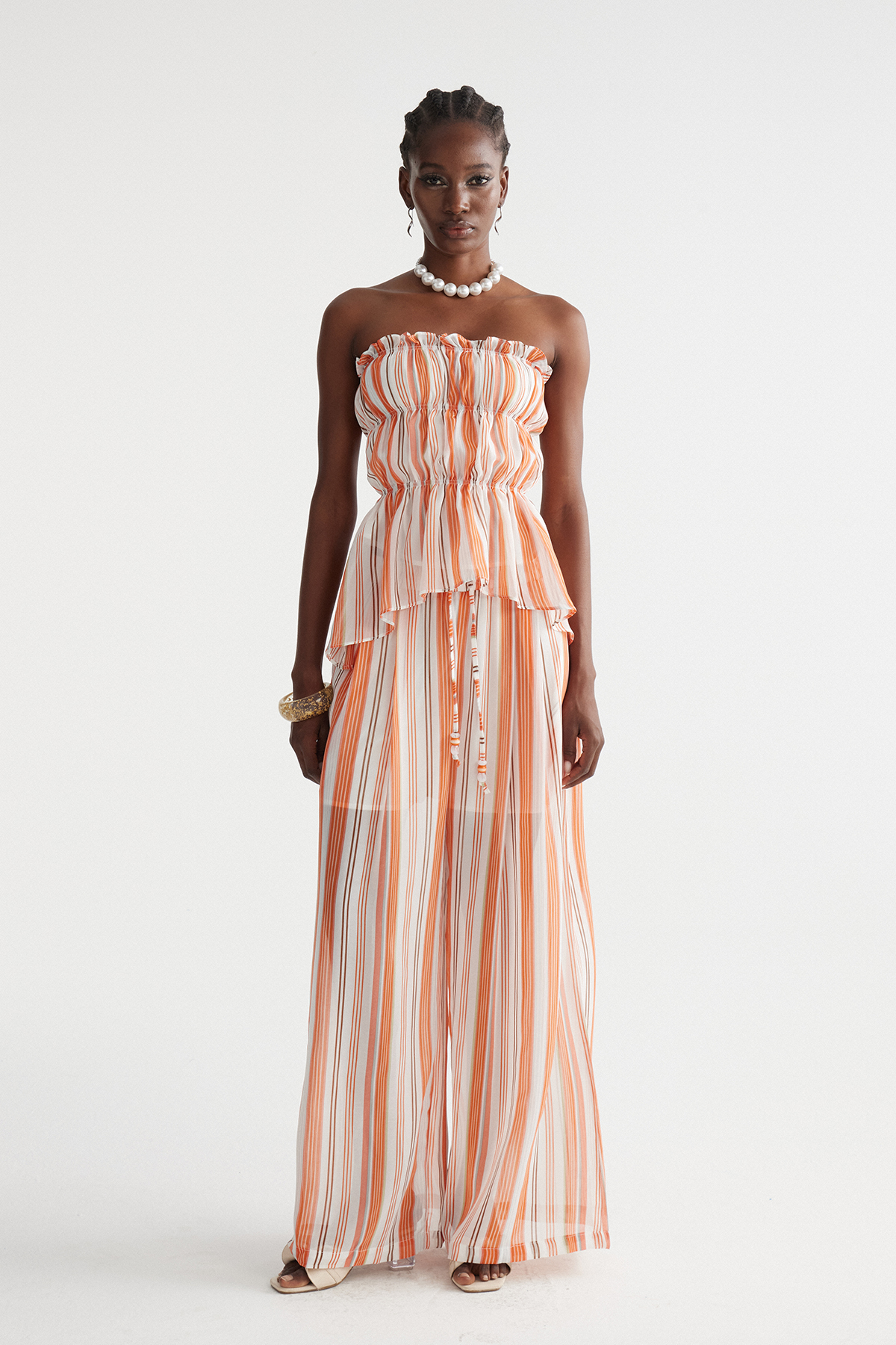 Impi Strapless Stripe Pants Set