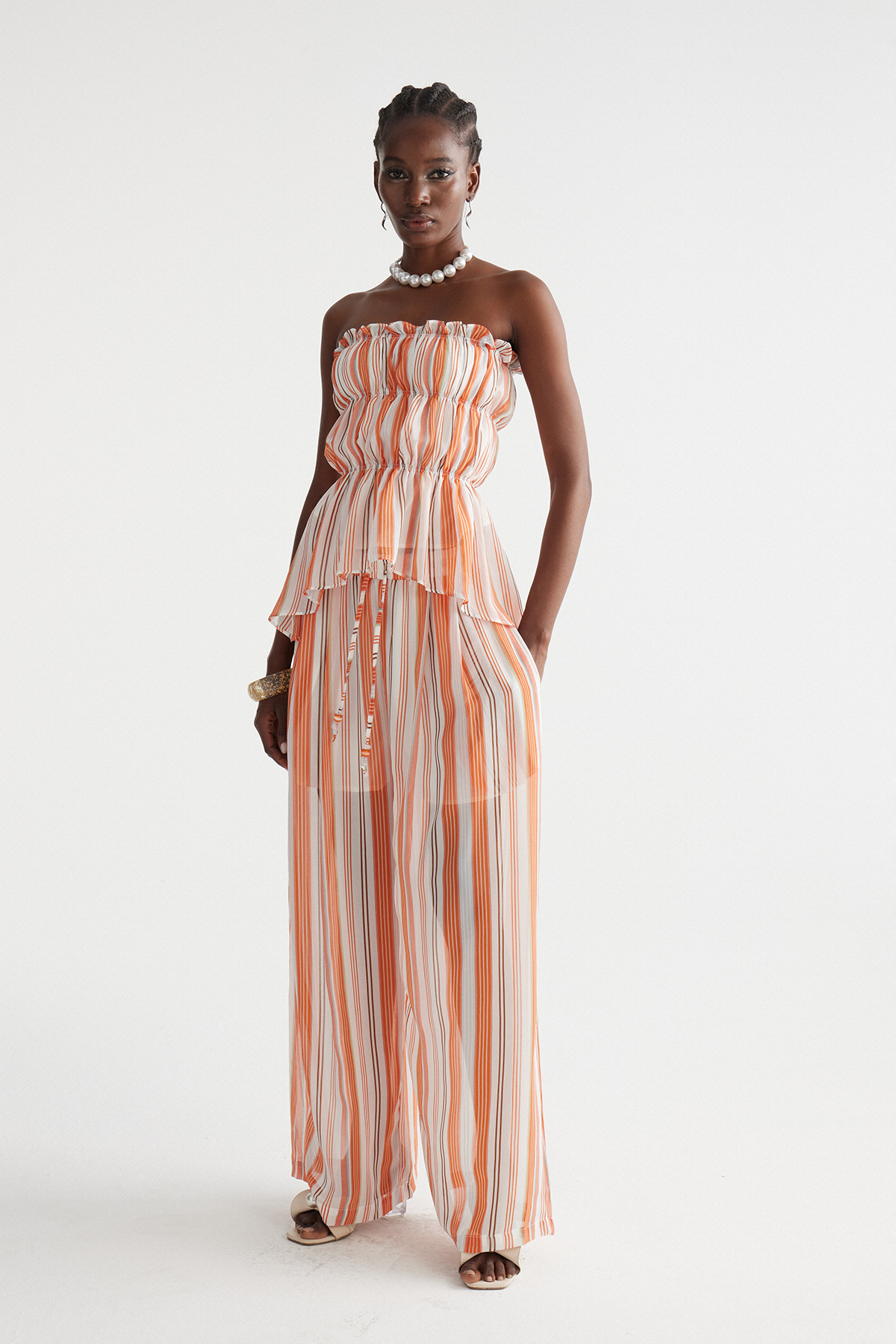 Impi Strapless Stripe Pants Set
