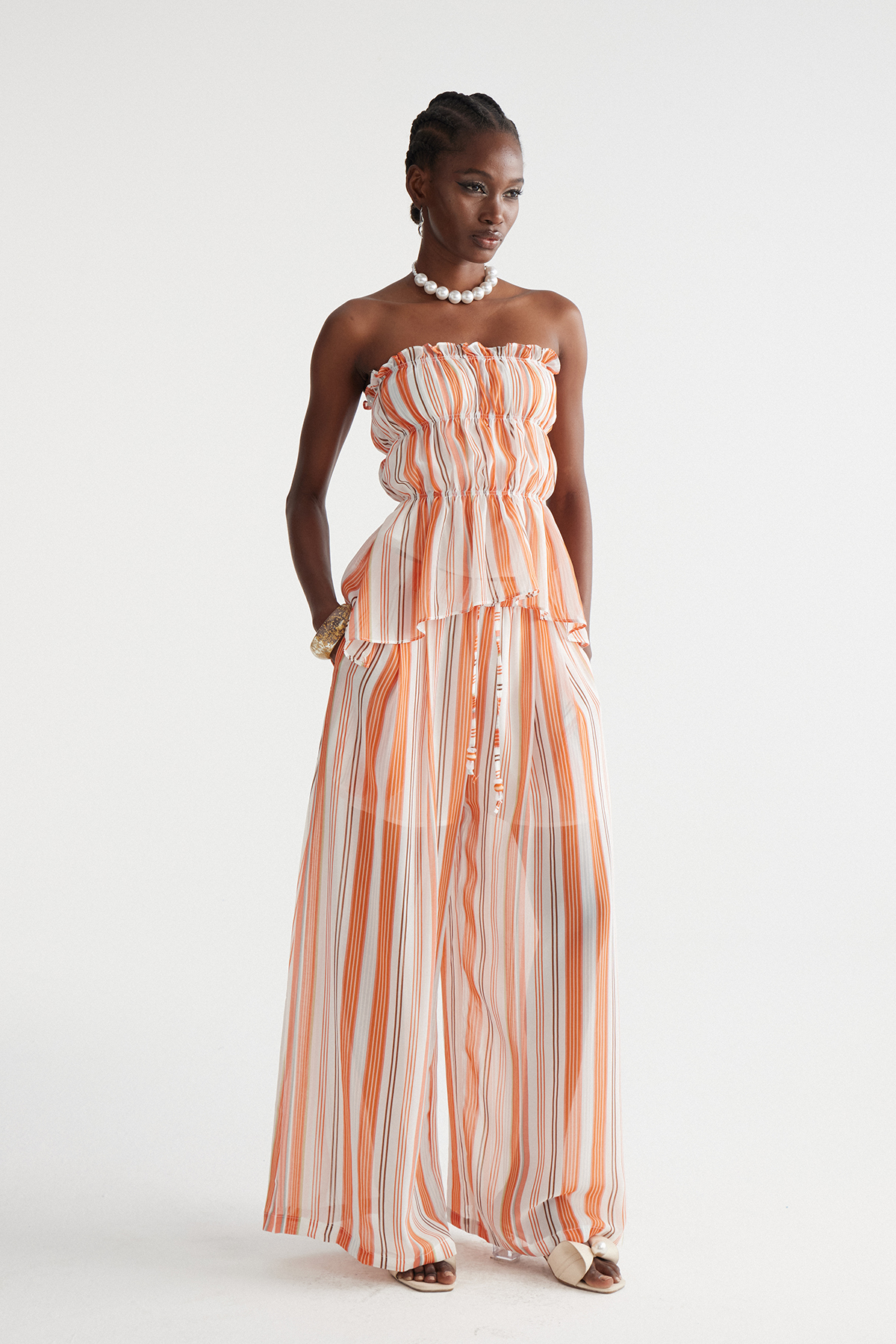 Impi Strapless Stripe Pants Set