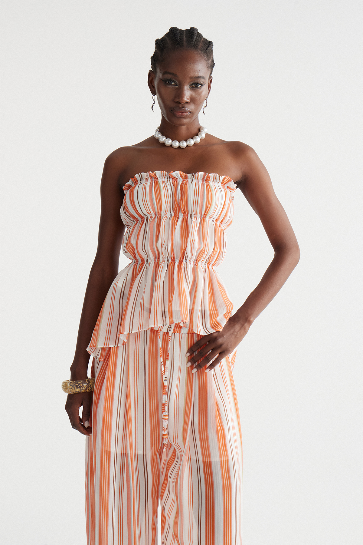 Impi Strapless Stripe Pants Set