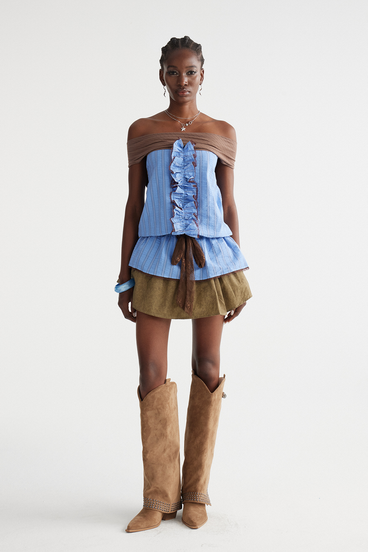 Imre Off Shoulder Ruffle Shorts Set