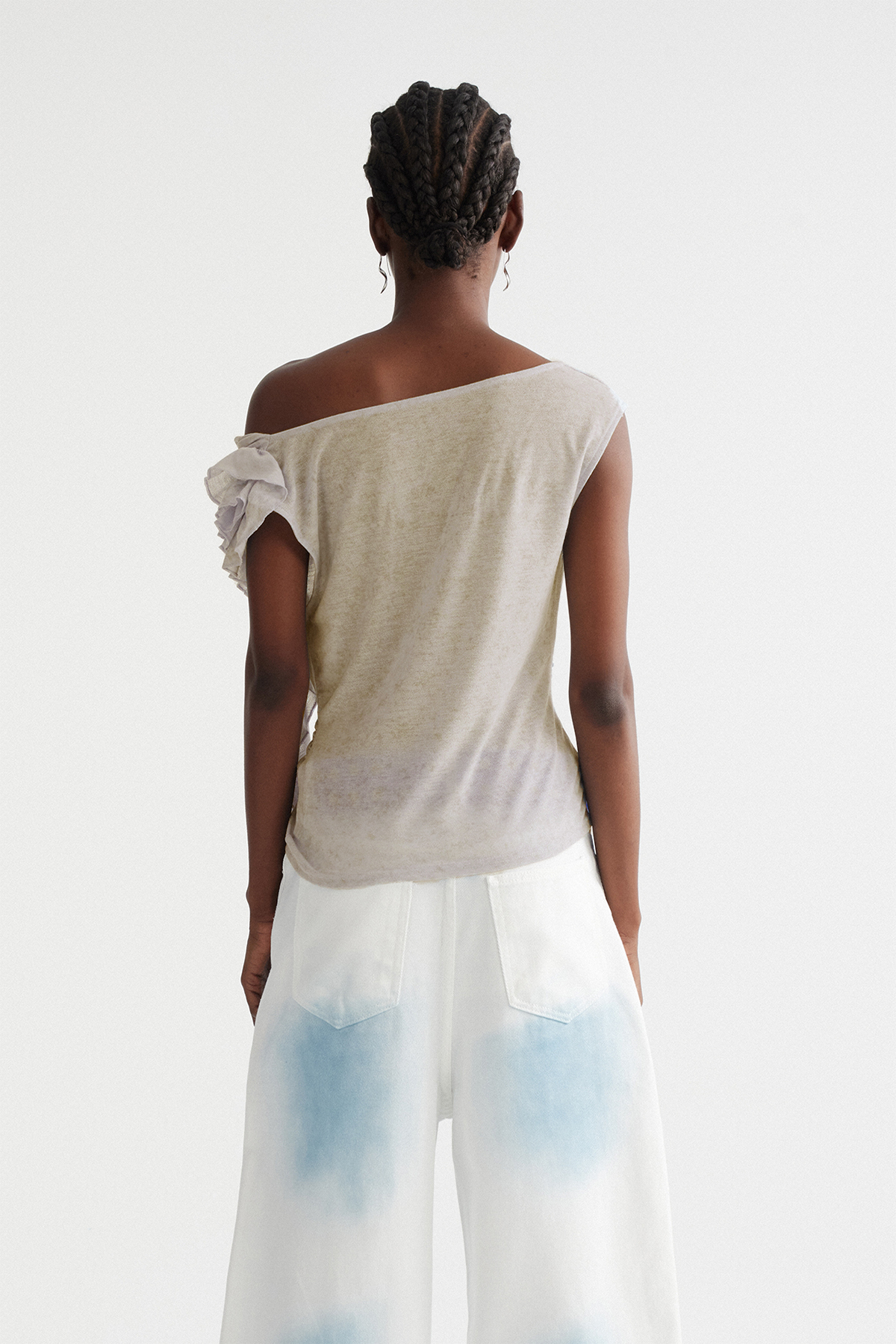 Imri Ruffle Fringe Top In Khaki