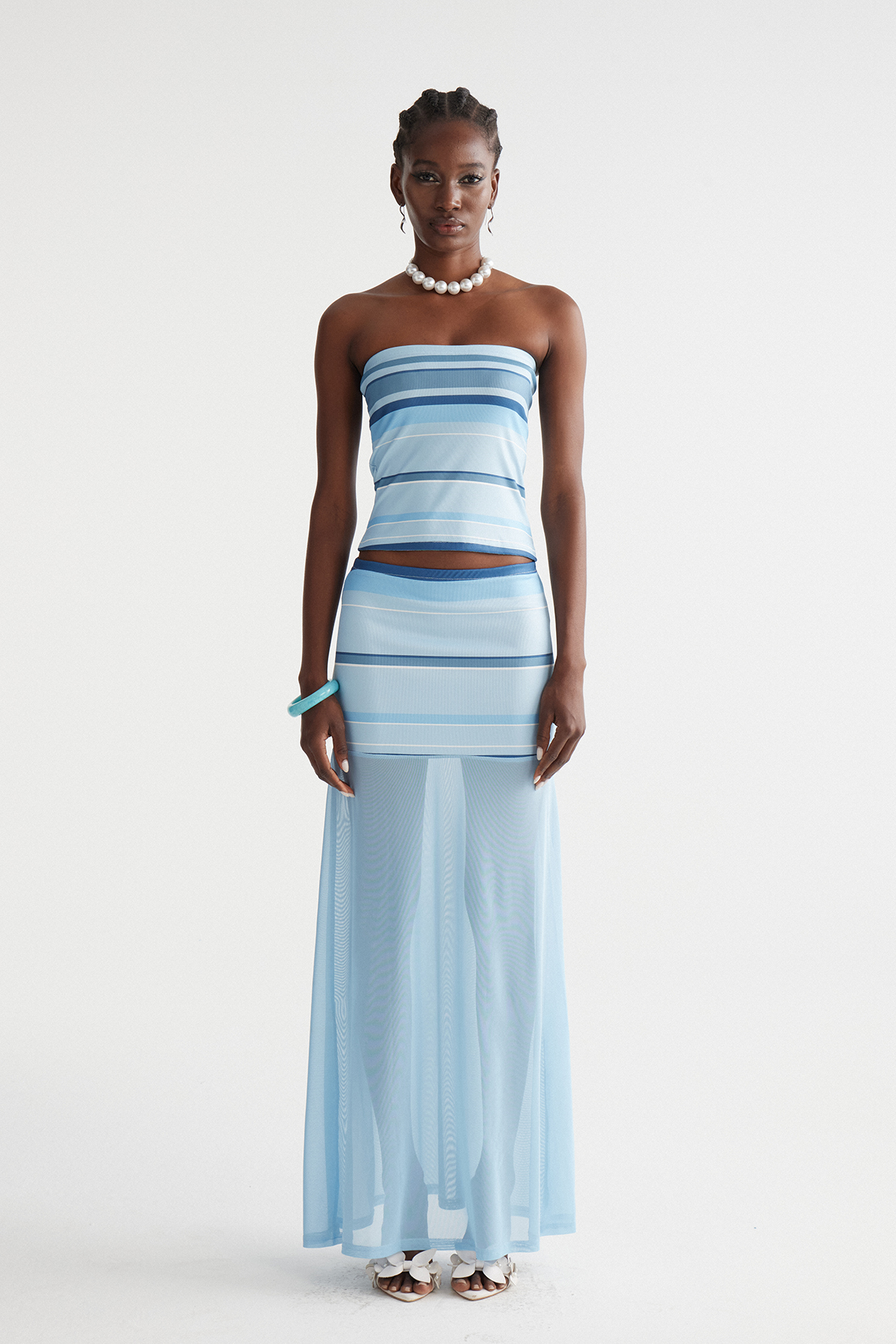 Imtiyaz Strapless Knit Skirt Set