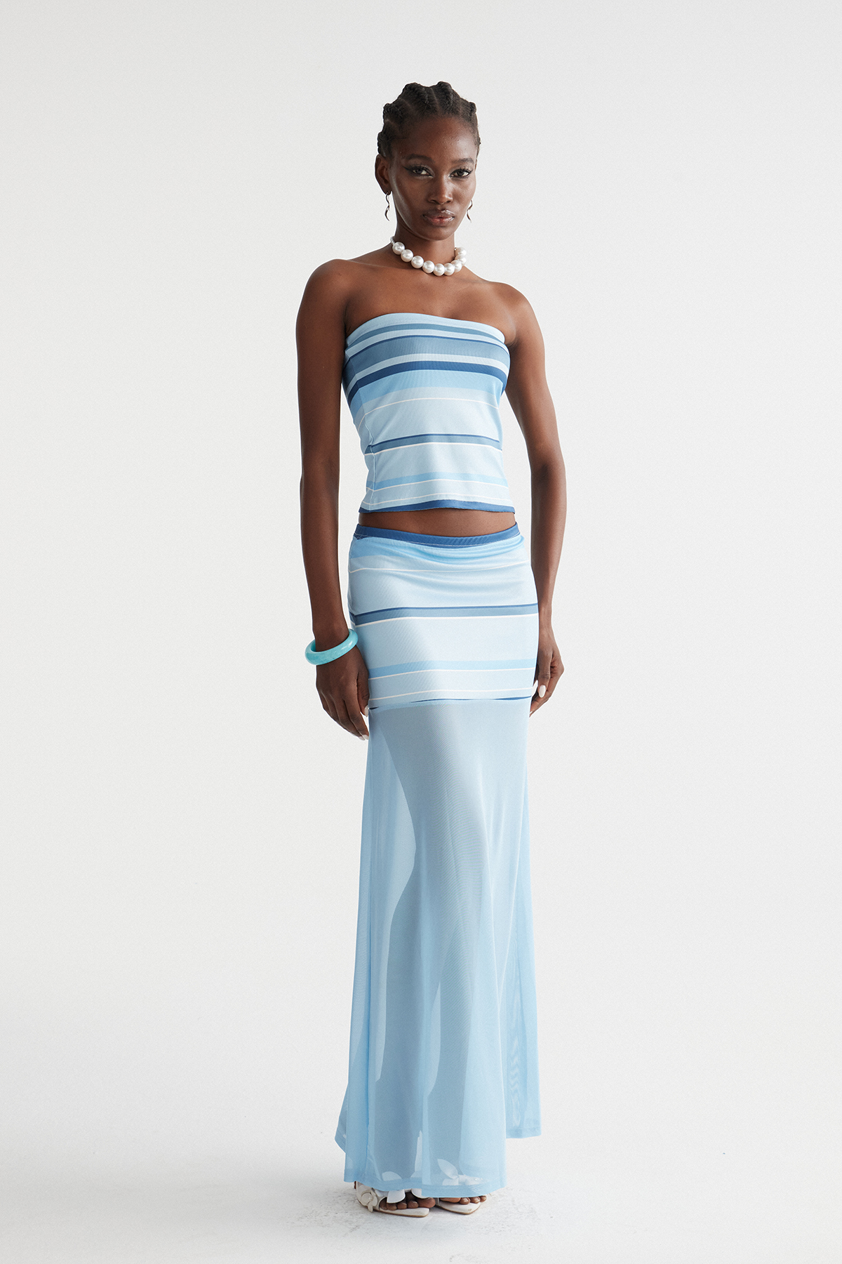 Imtiyaz Strapless Knit Skirt Set