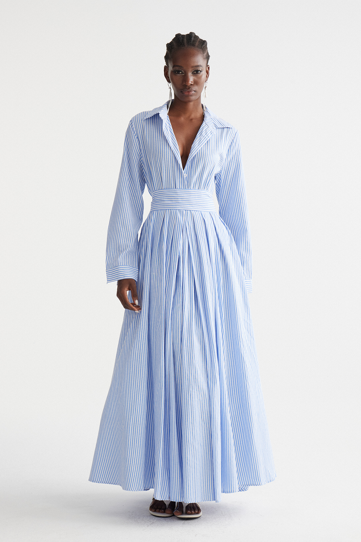 Inanna Stripe Maxi Shirt Dress