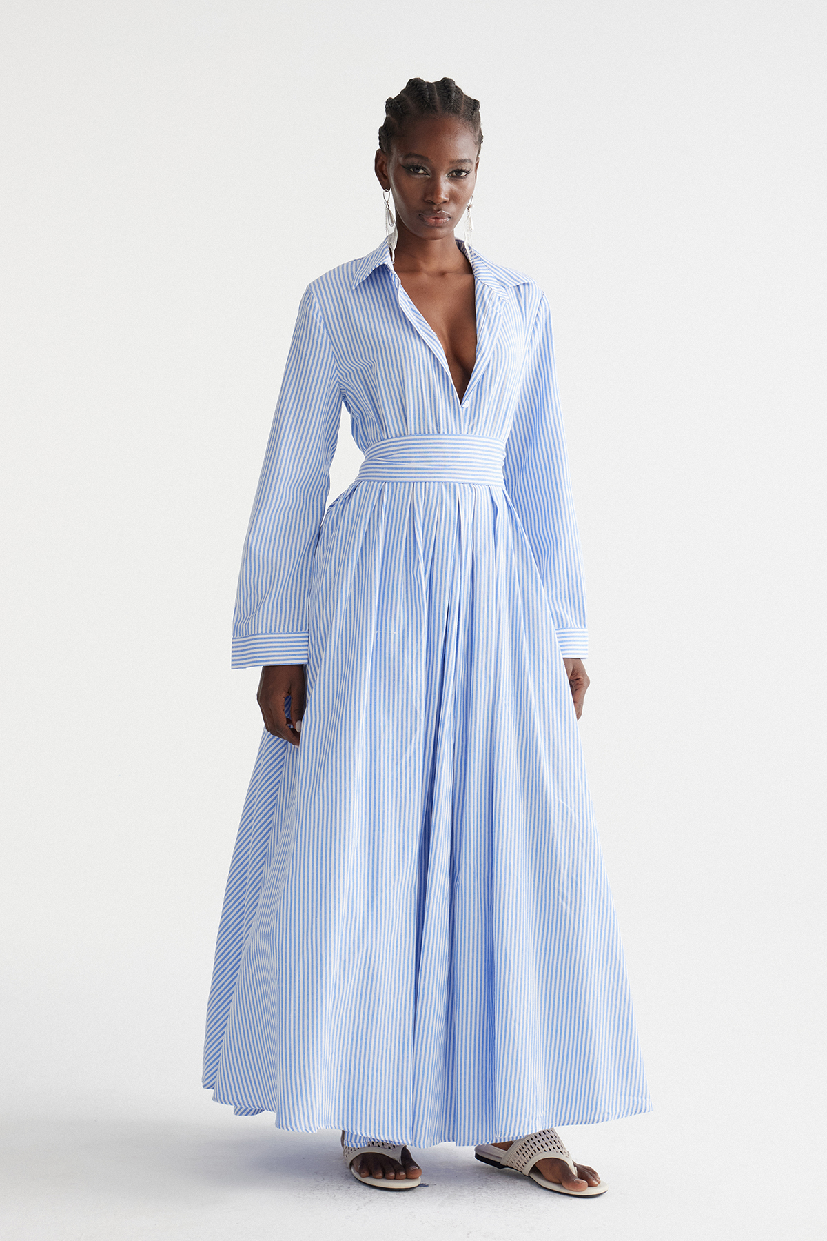 Inanna Stripe Maxi Shirt Dress