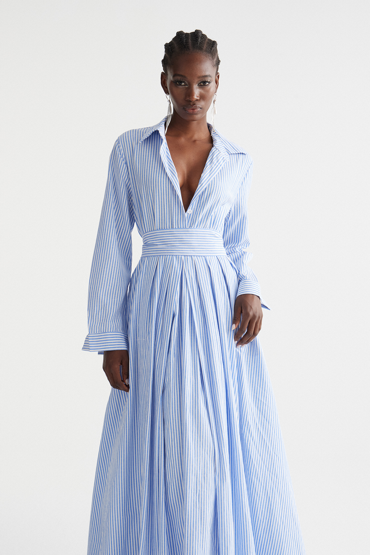 Inanna Stripe Maxi Shirt Dress