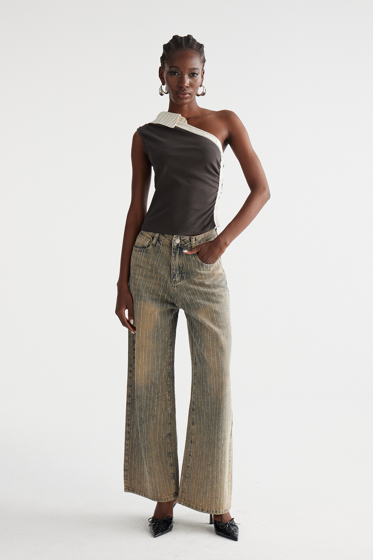 Inari Rhinestone Barrel Jeans