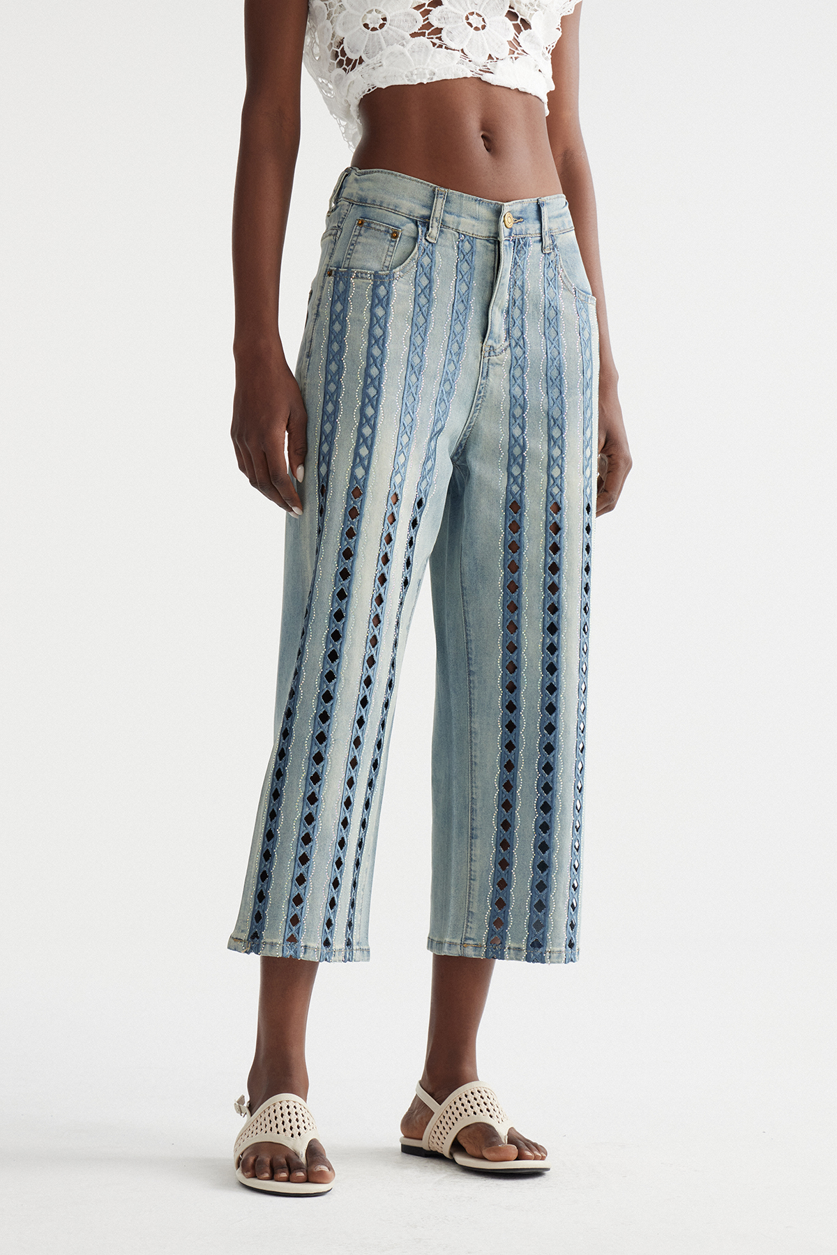 Inaya Cutout Rhinestone Jeans