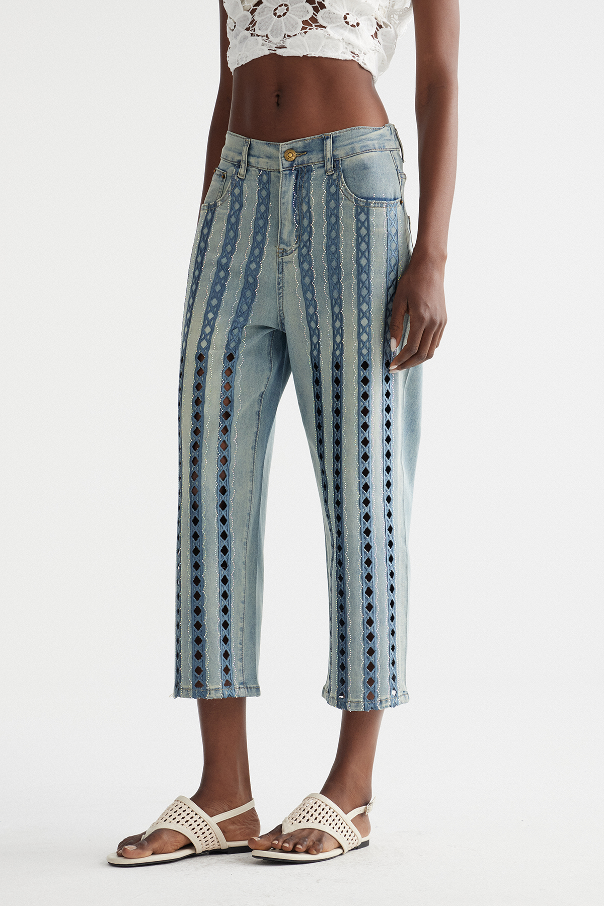 Inaya Cutout Rhinestone Jeans