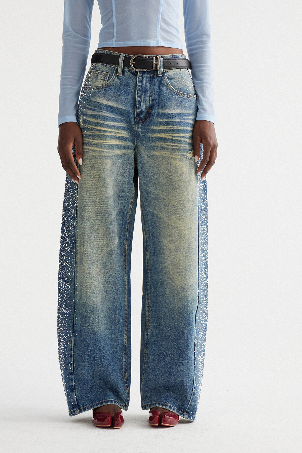 Inayat Rhinestone Baggy Jeans