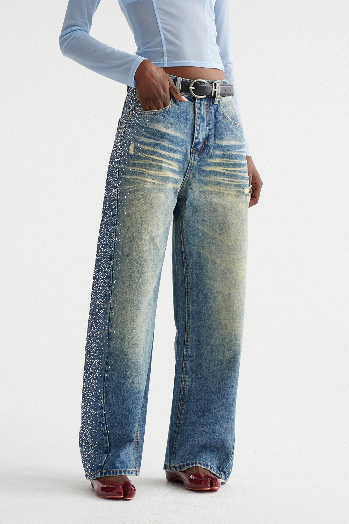 Inayat Rhinestone Baggy Jeans