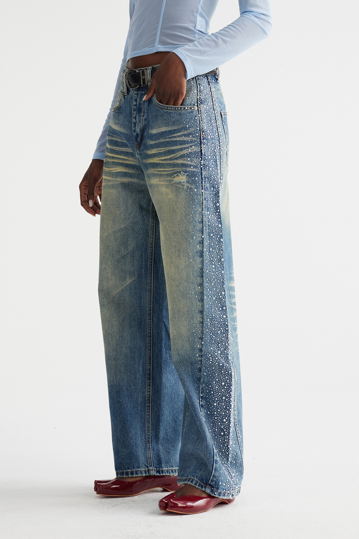 Inayat Rhinestone Baggy Jeans