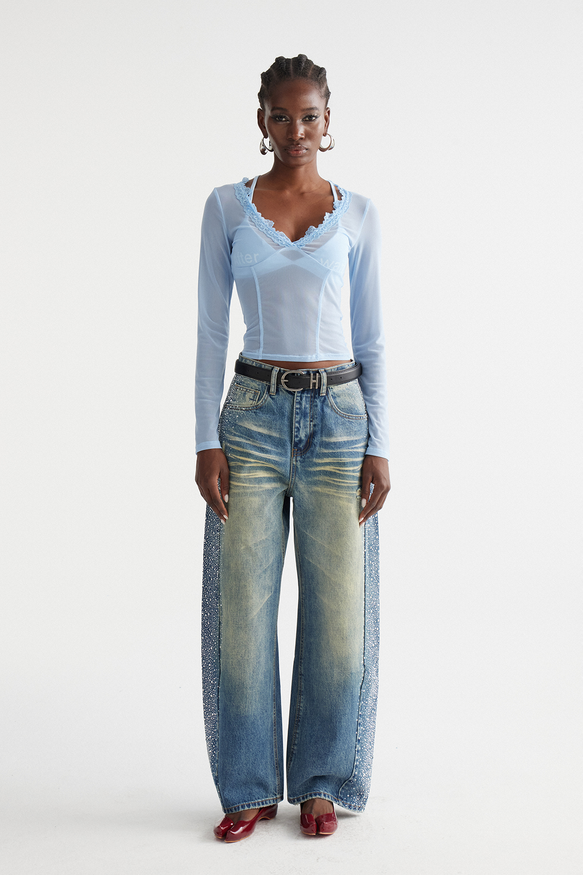 Inayat Rhinestone Baggy Jeans