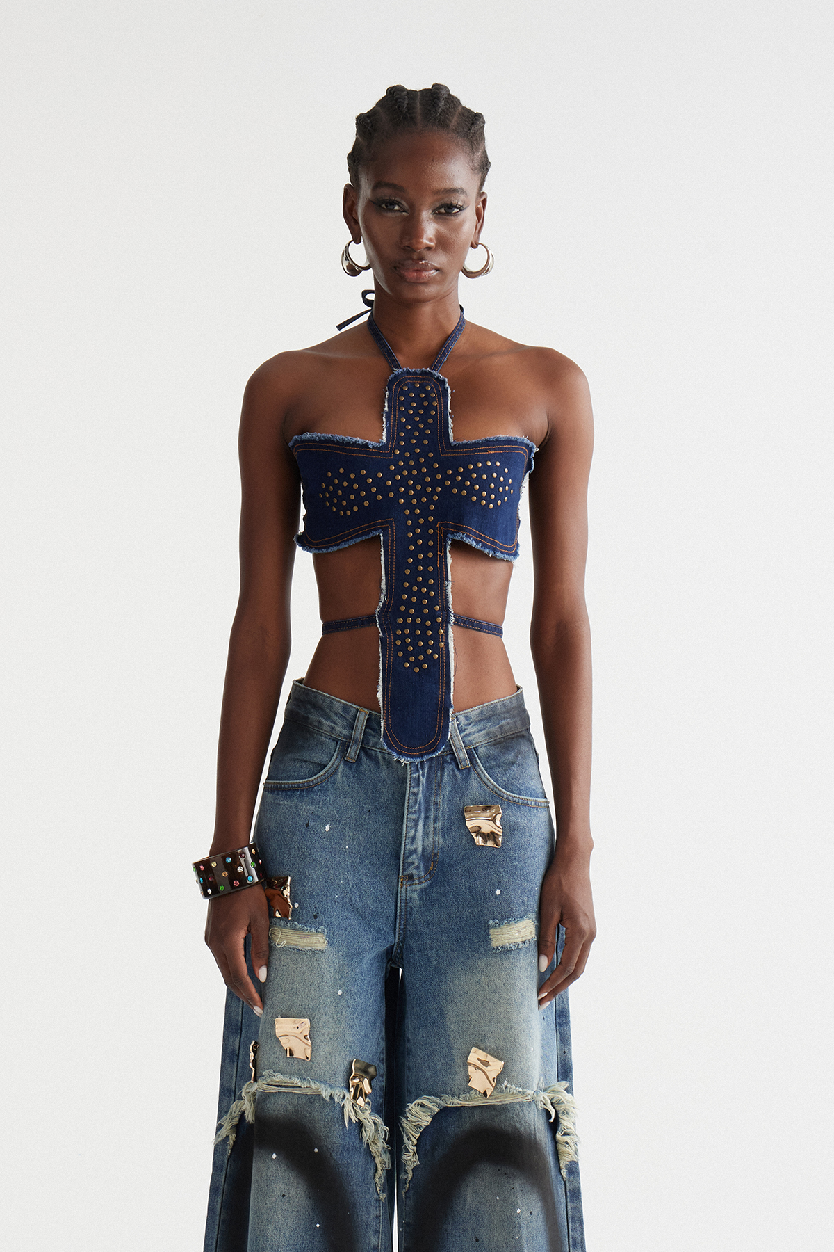 Inayatullah Studded Backless Top