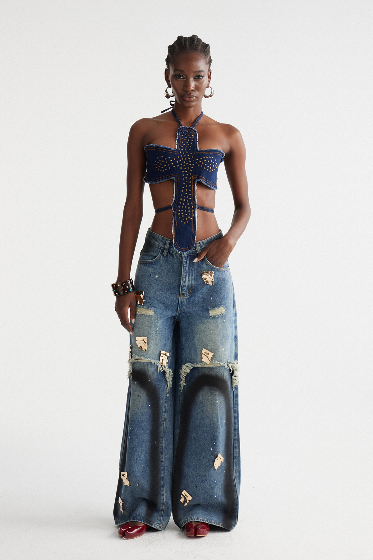 Inayatullah Studded Backless Top