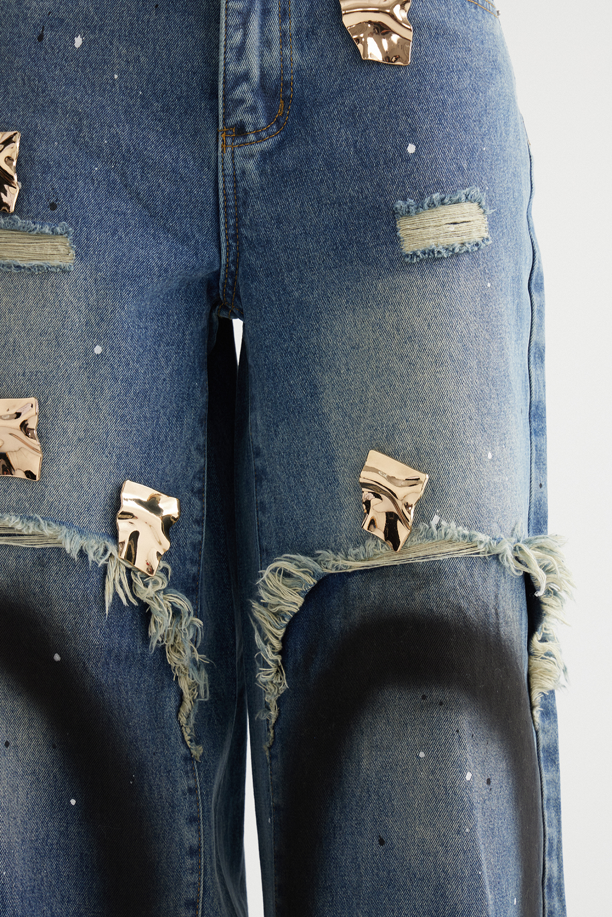 Inbal Embellished Fringe Barrel Jeans