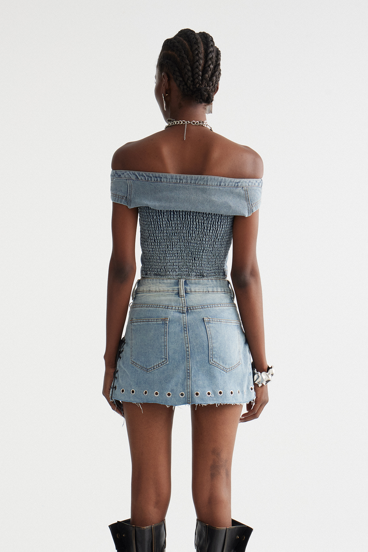 Inderjeet Off Shoulder Denim Top