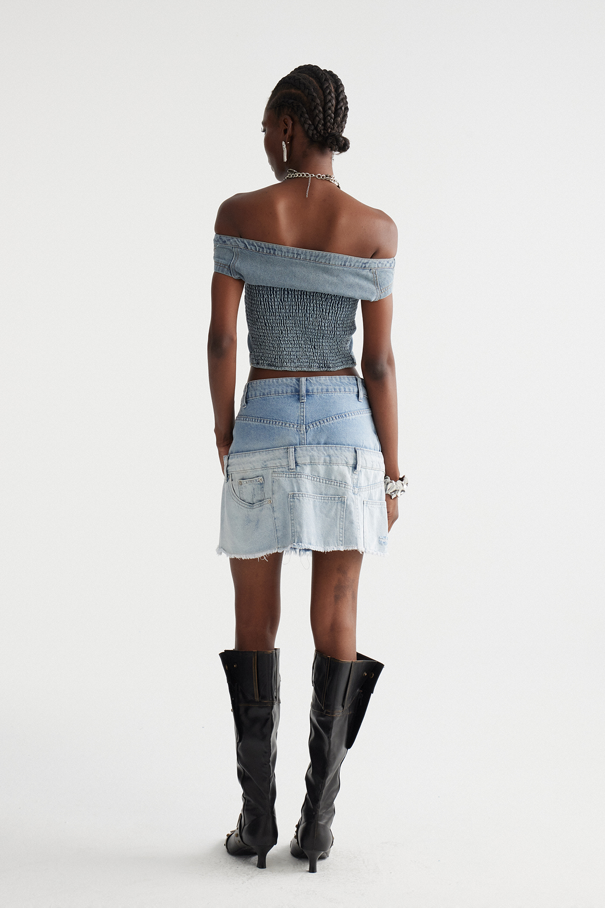 Inderjit Deconstruct Denim Mini Skirt
