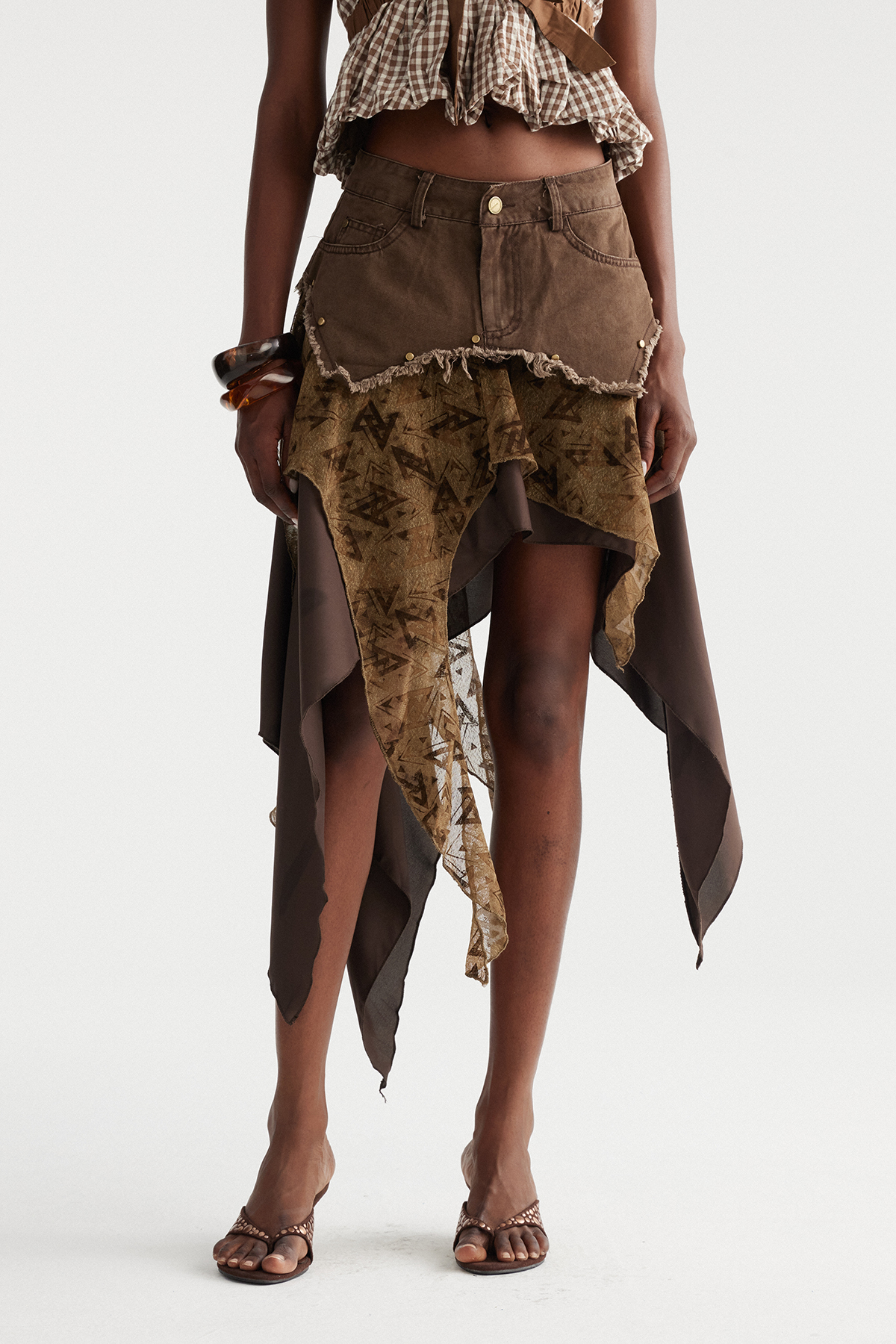 India Asymmetric Ruffle Mini Skirt
