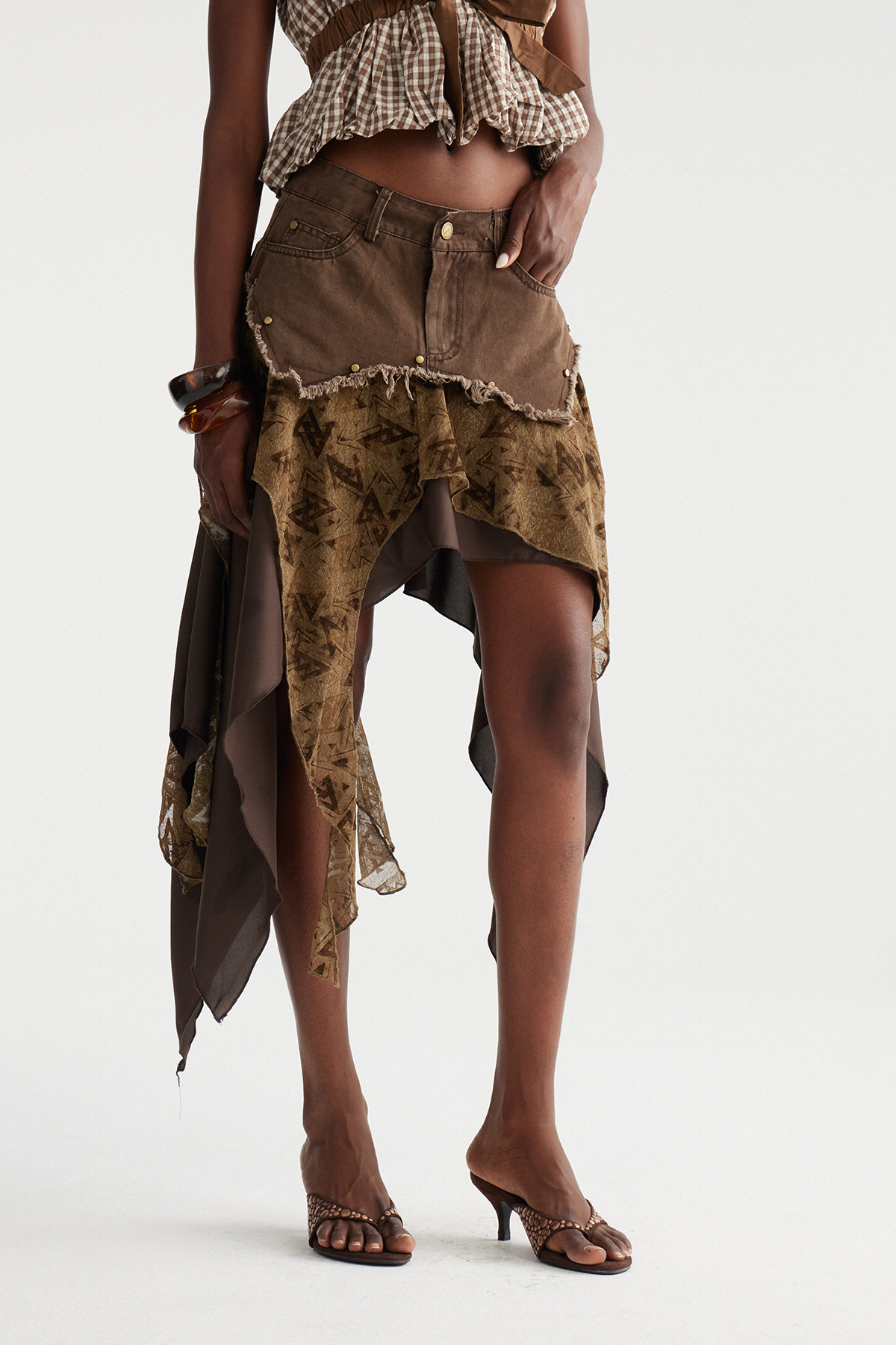 India Asymmetric Ruffle Mini Skirt