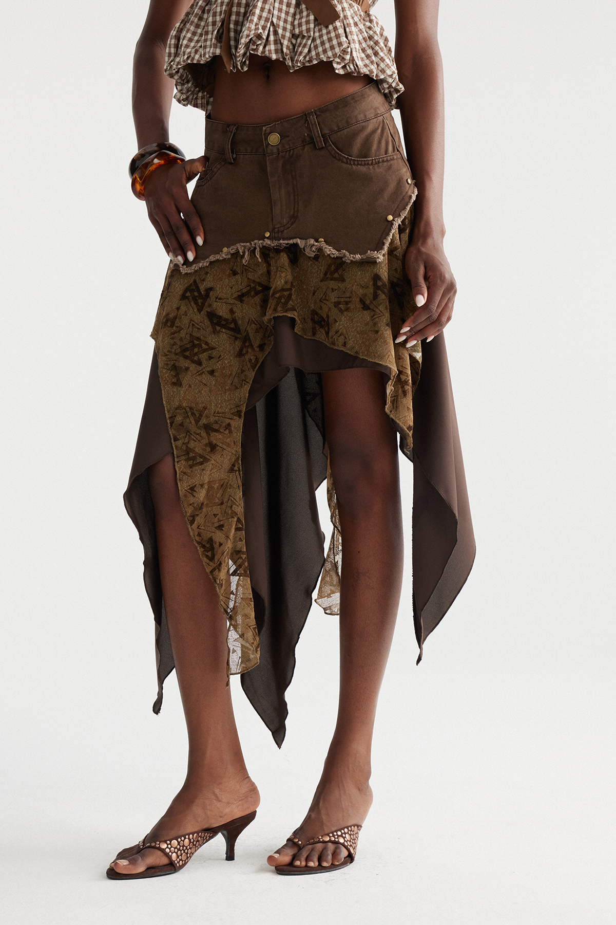 India Asymmetric Ruffle Mini Skirt