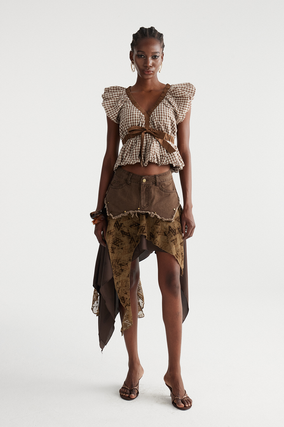 India Asymmetric Ruffle Mini Skirt
