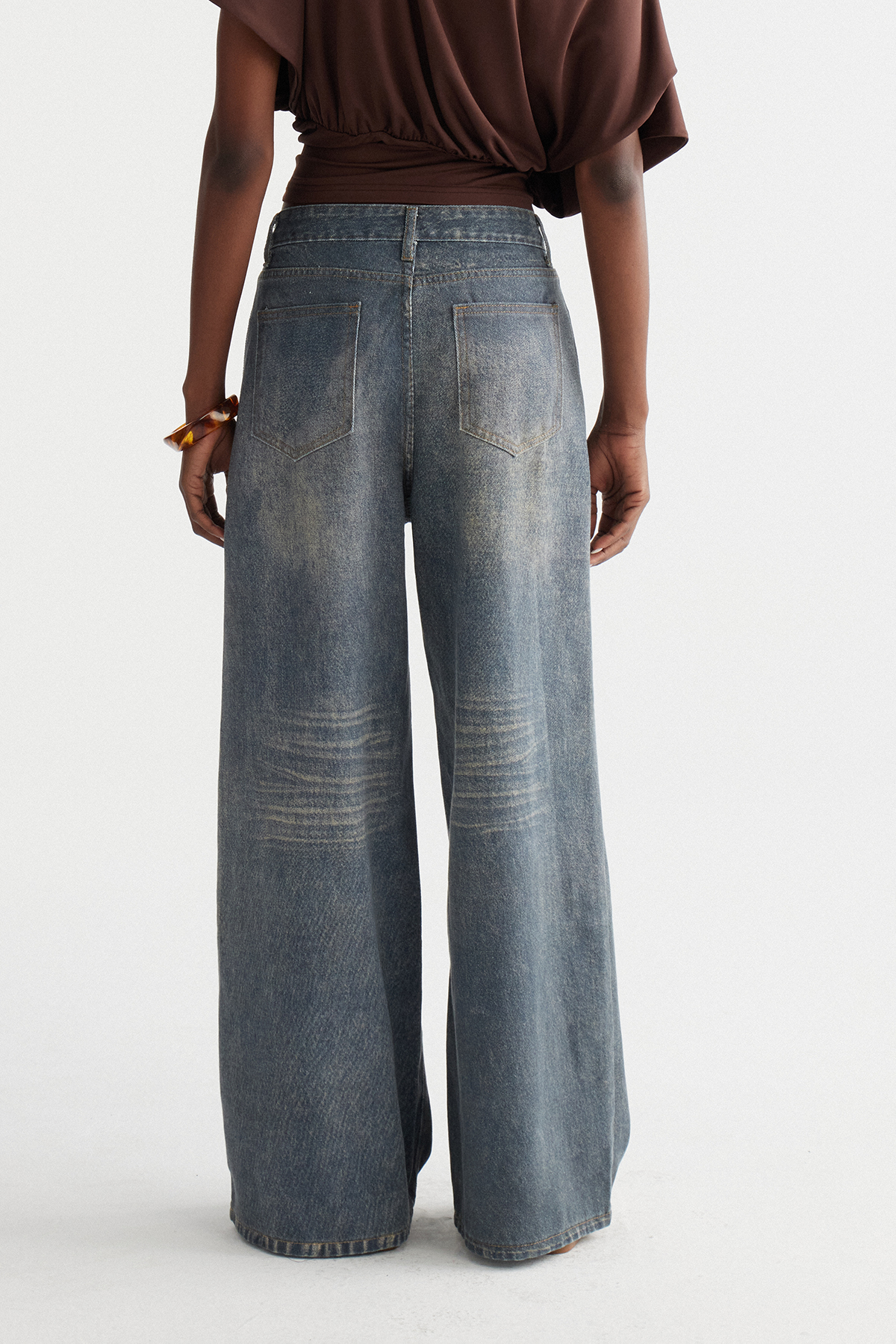 Indigo Print Barrel Jeans