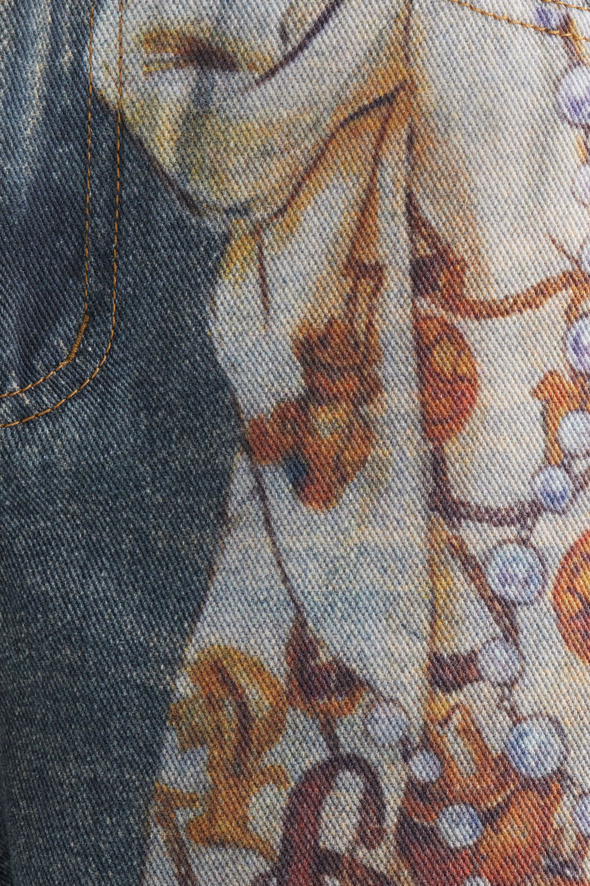 Indigo Print Barrel Jeans