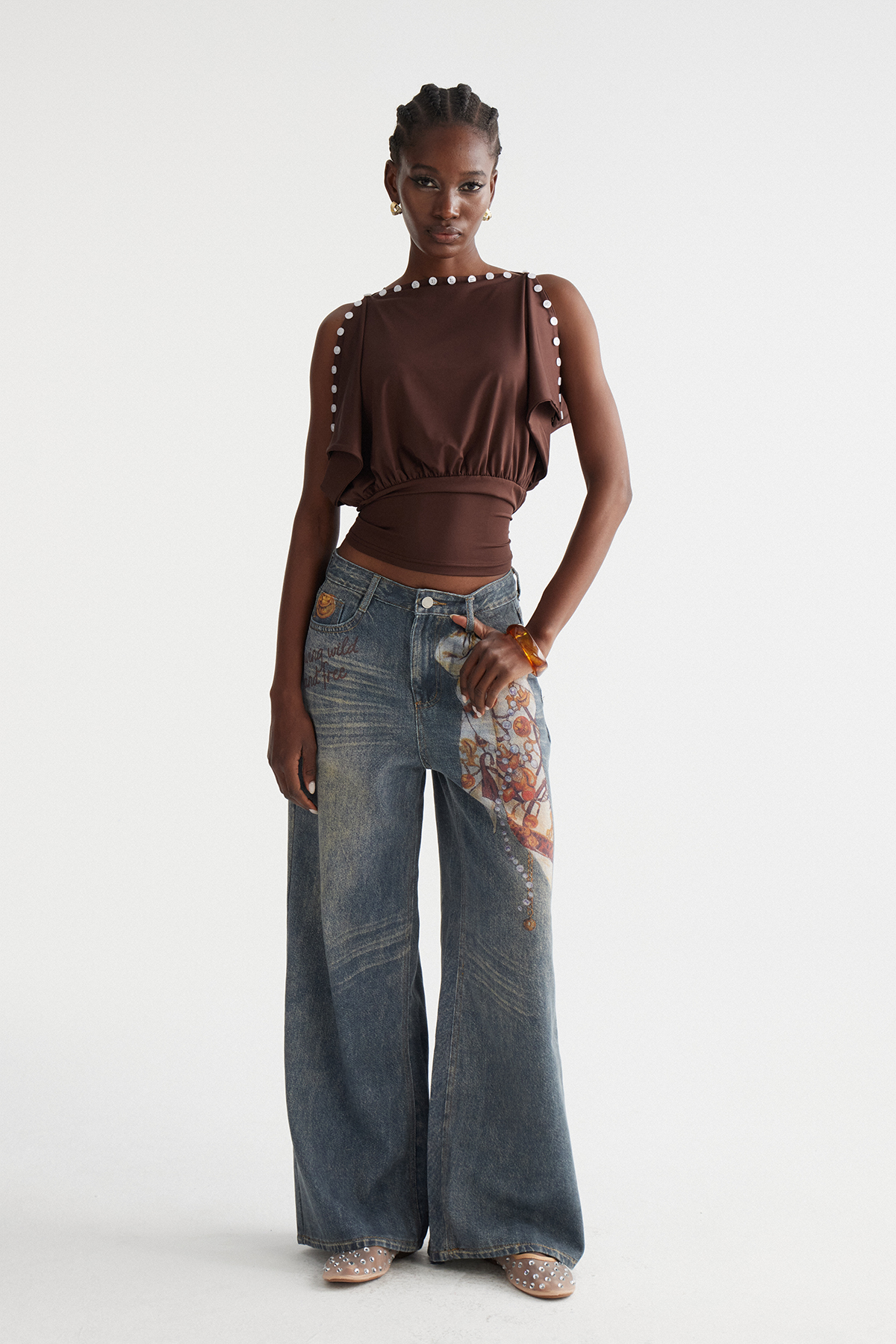 Indika Button Draped Top