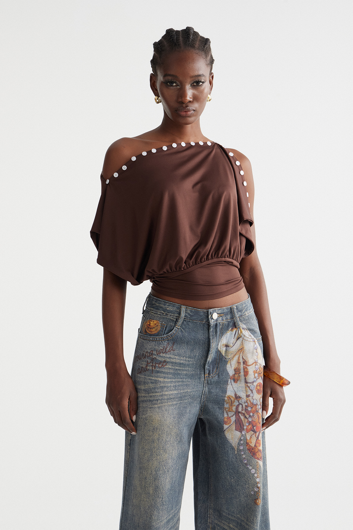 Indika Button Draped Top