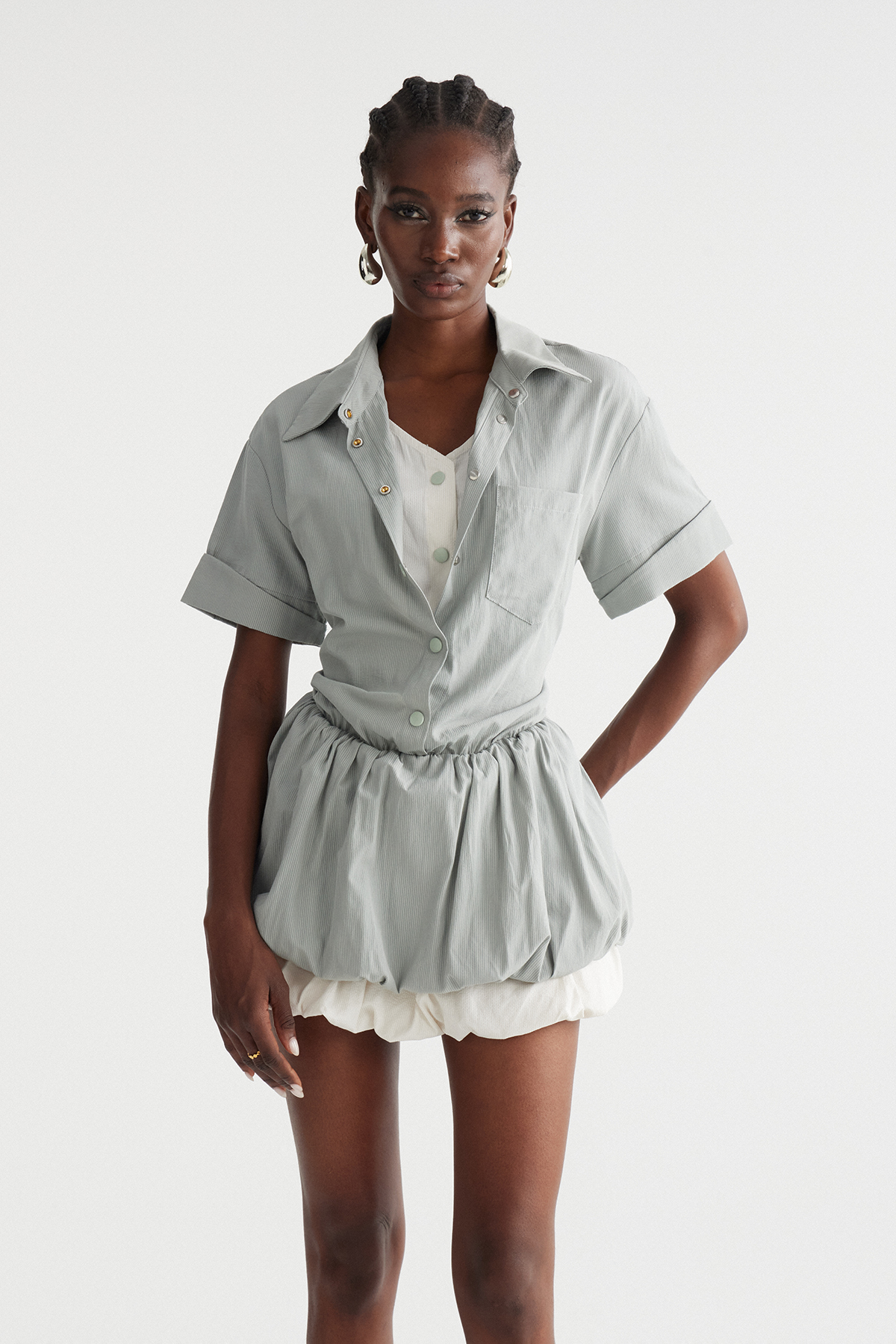 Indra Bubble Mini Shirt Dress