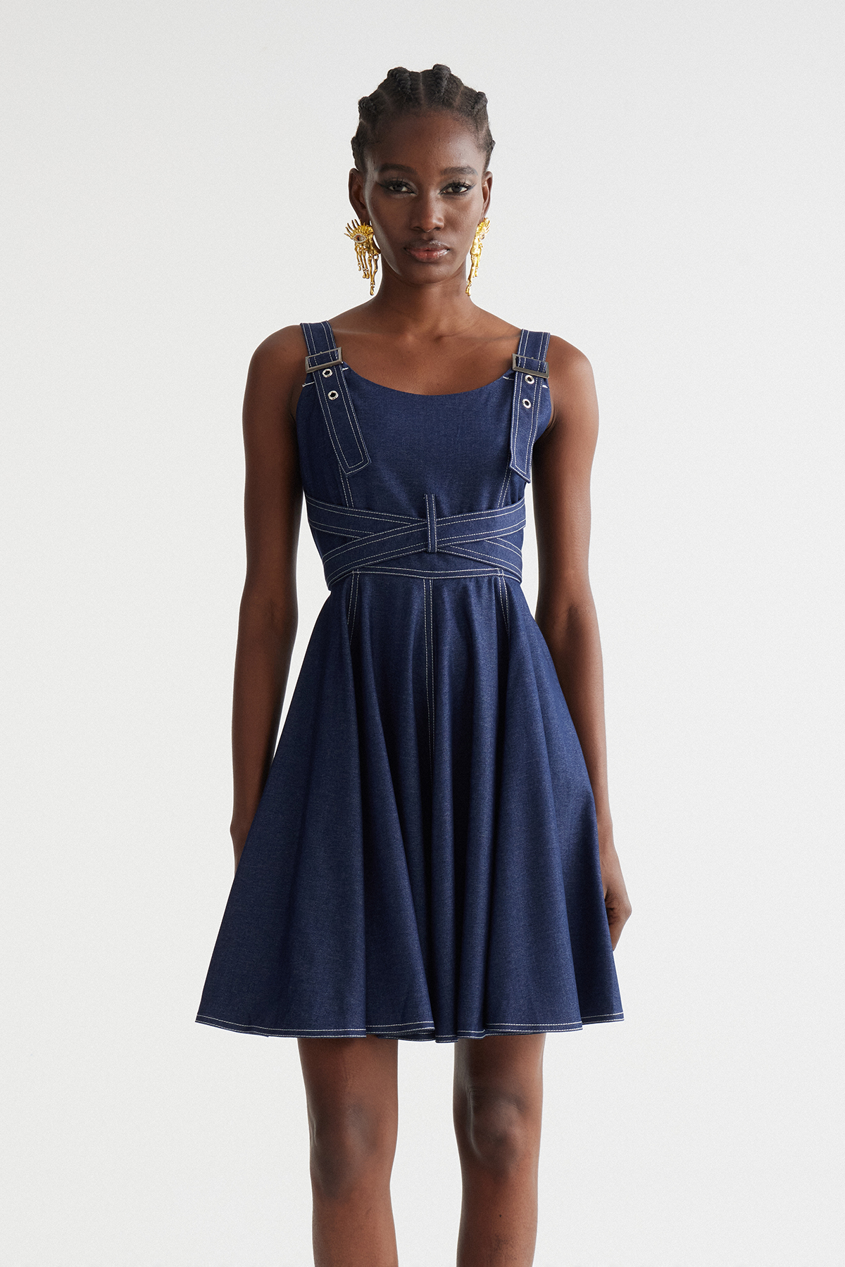 Indrajit Sleeveless Ruffle Mini Dress