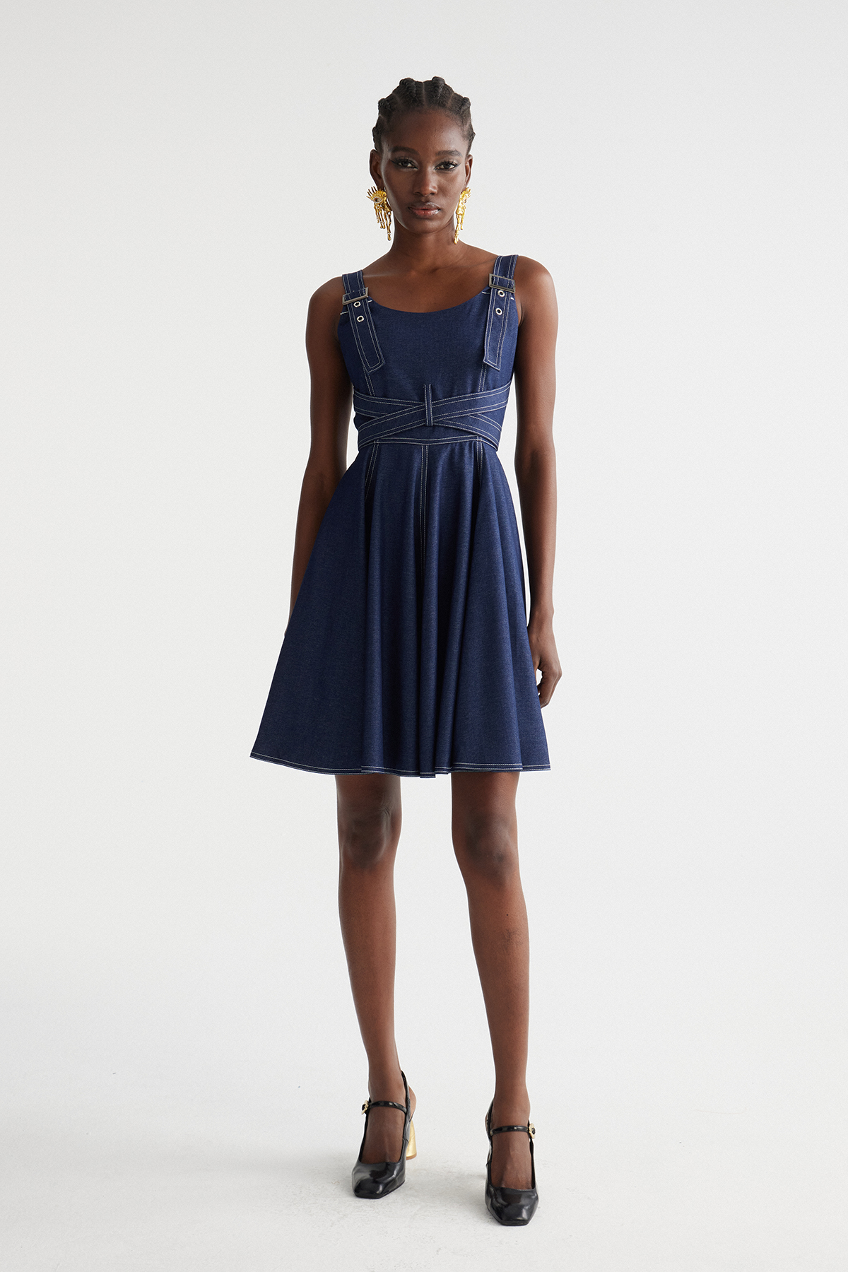 Indrajit Sleeveless Ruffle Mini Dress