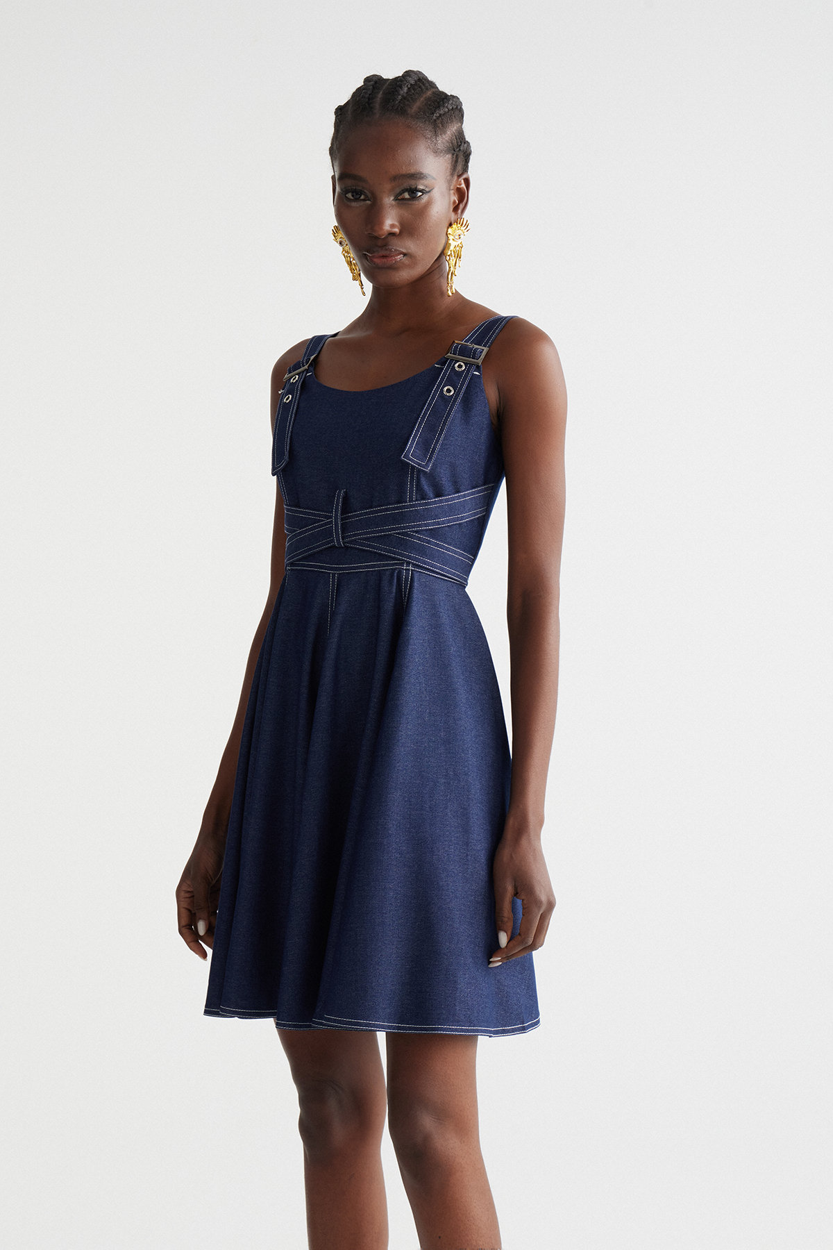 Indrajit Sleeveless Ruffle Mini Dress