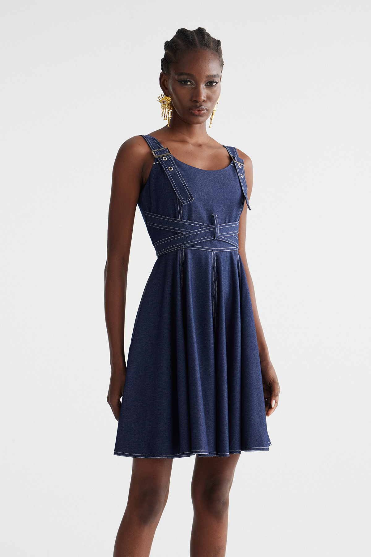 Indrajit Sleeveless Ruffle Mini Dress
