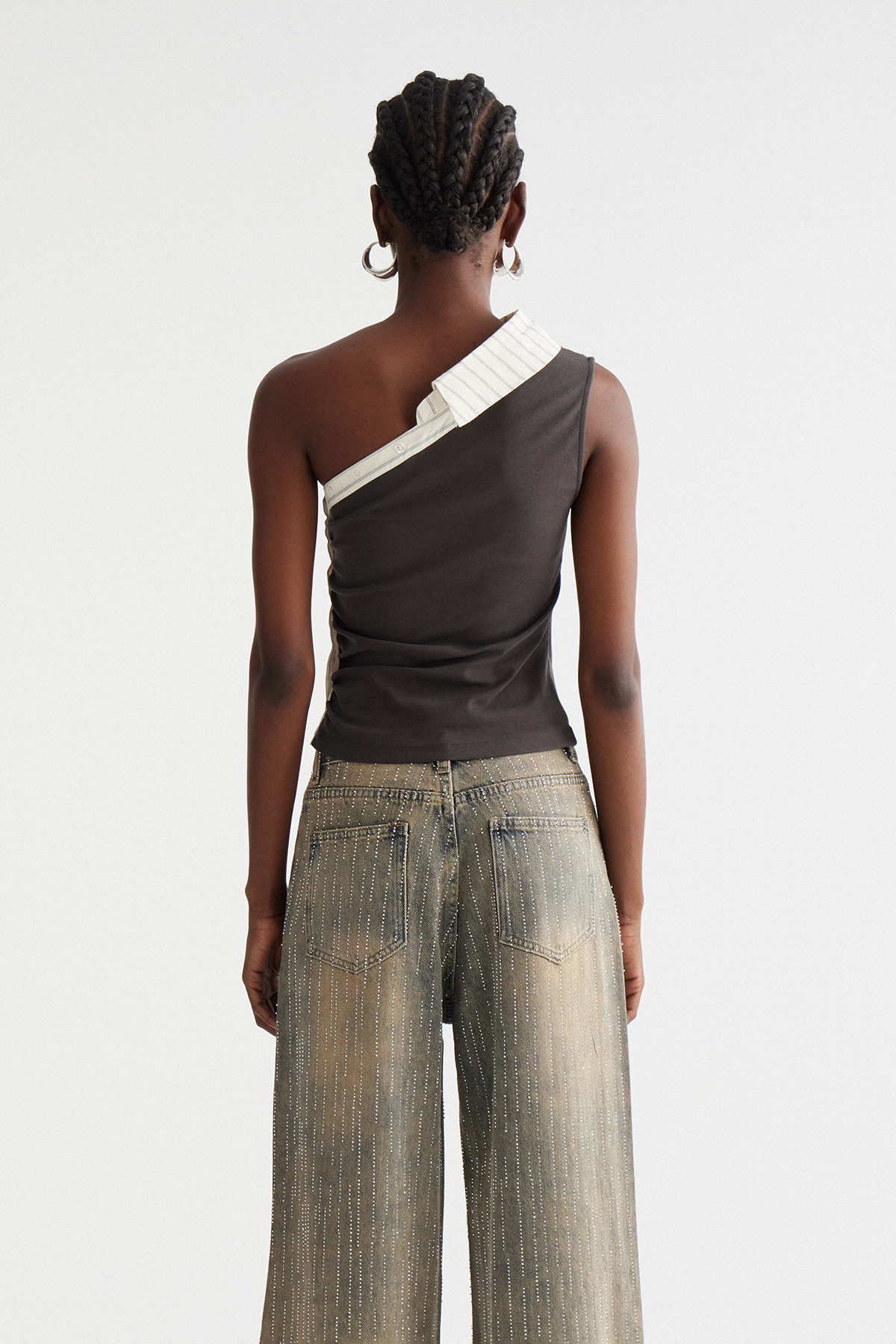 Indu One Shoulder Ruch Top