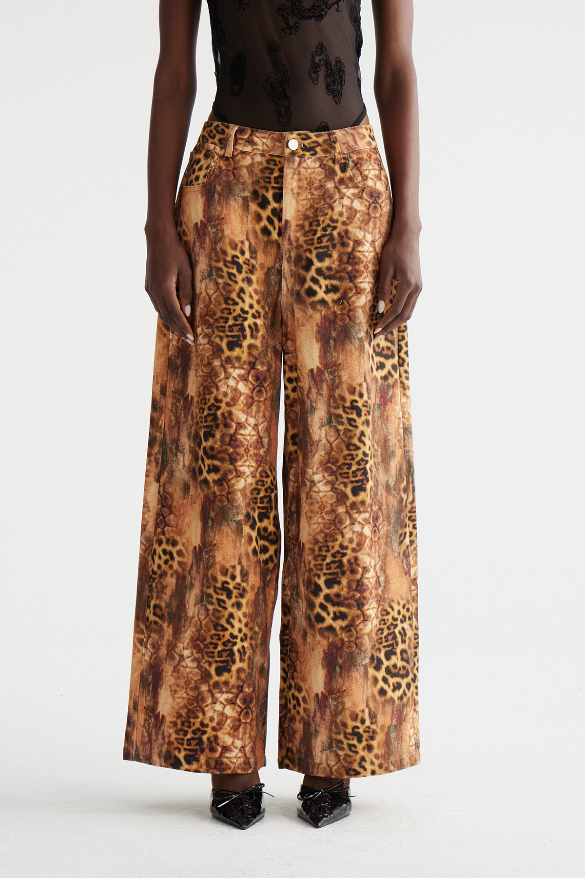 Ine Leopard Wide Leg Jeans