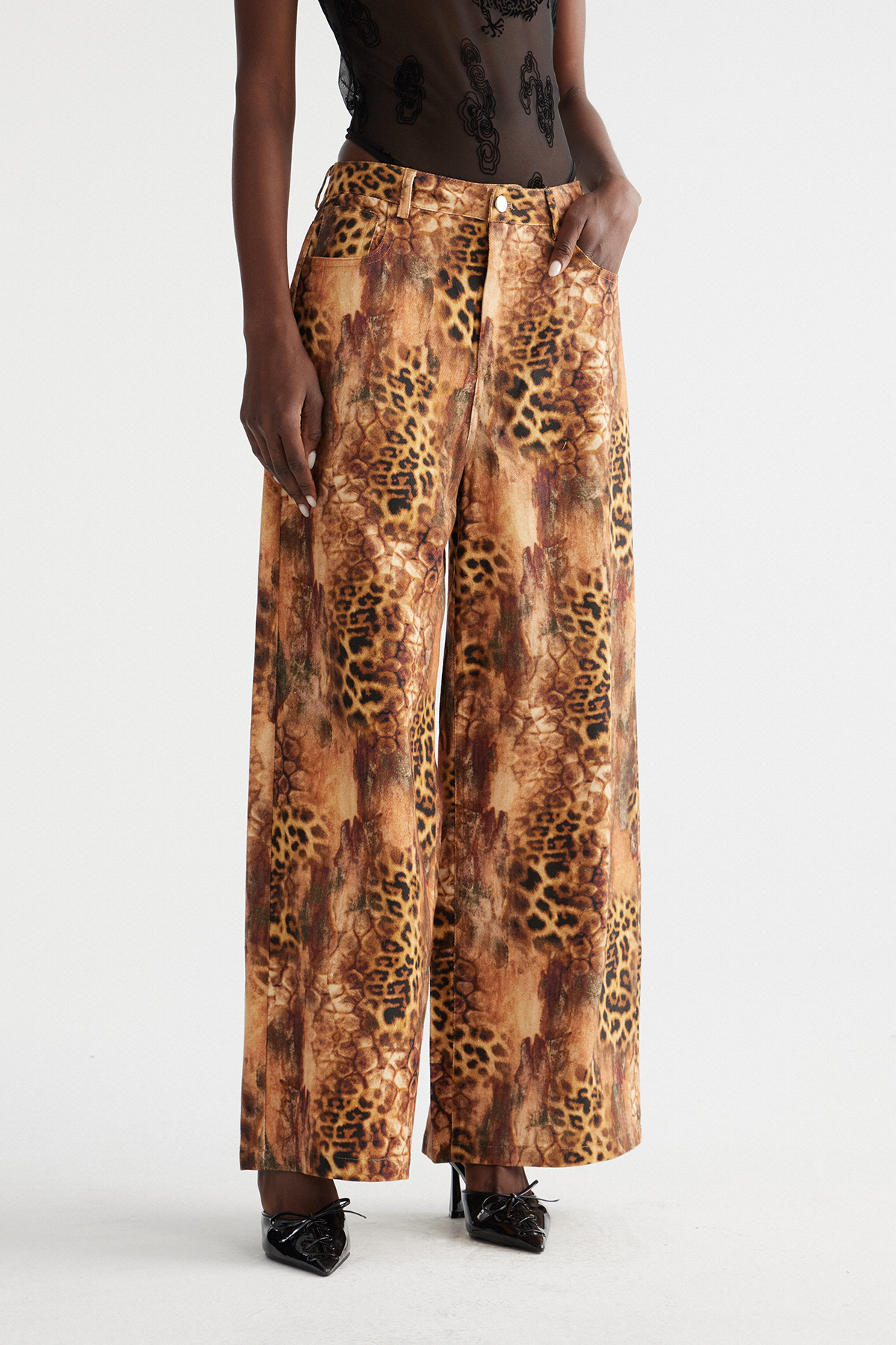 Ine Leopard Wide Leg Jeans