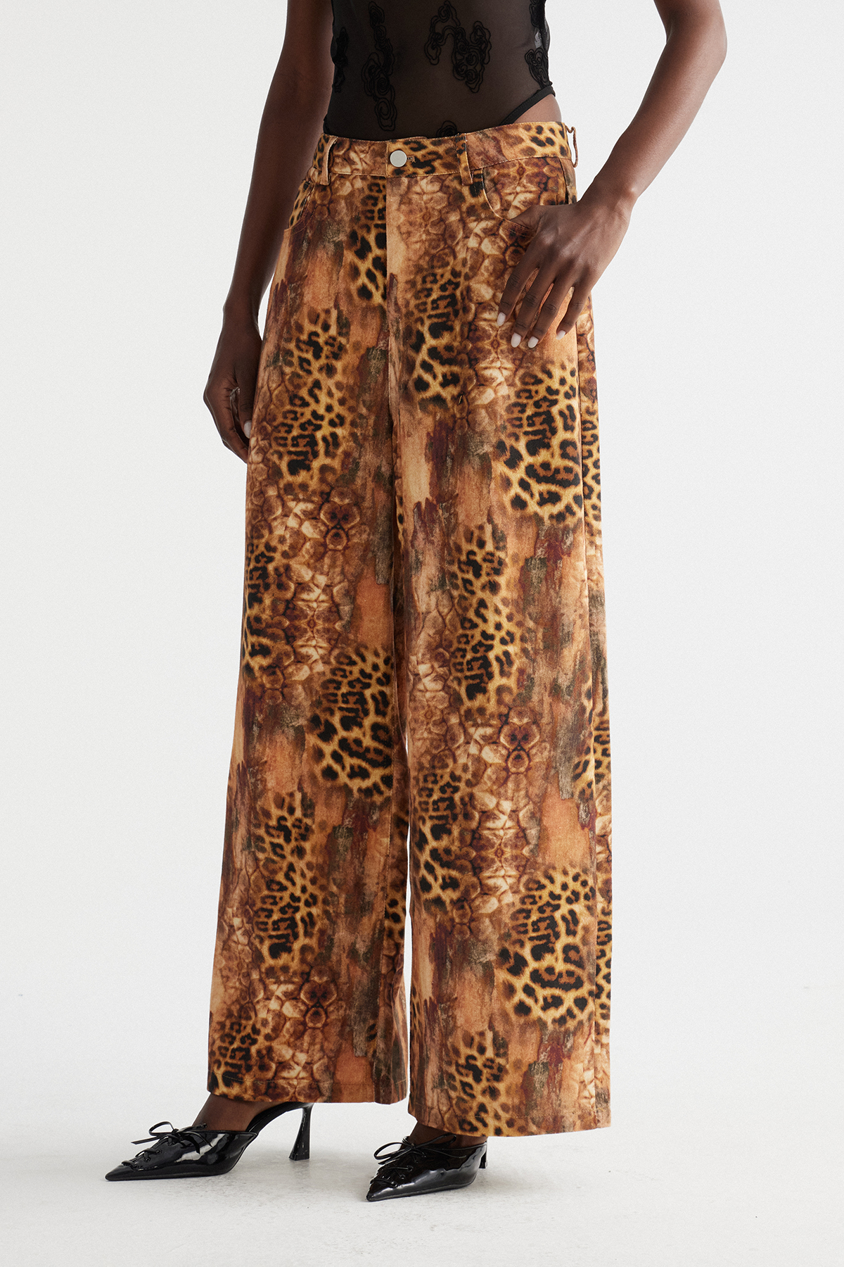 Ine Leopard Wide Leg Jeans