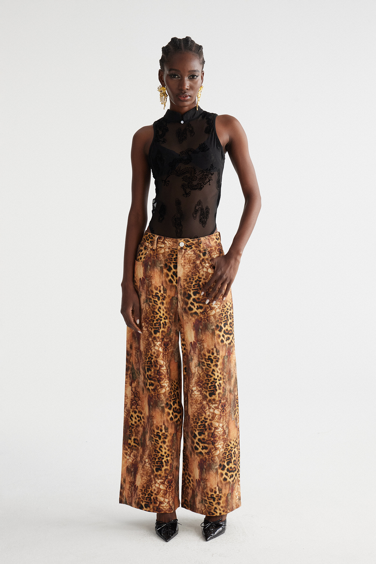 Ine Leopard Wide Leg Jeans