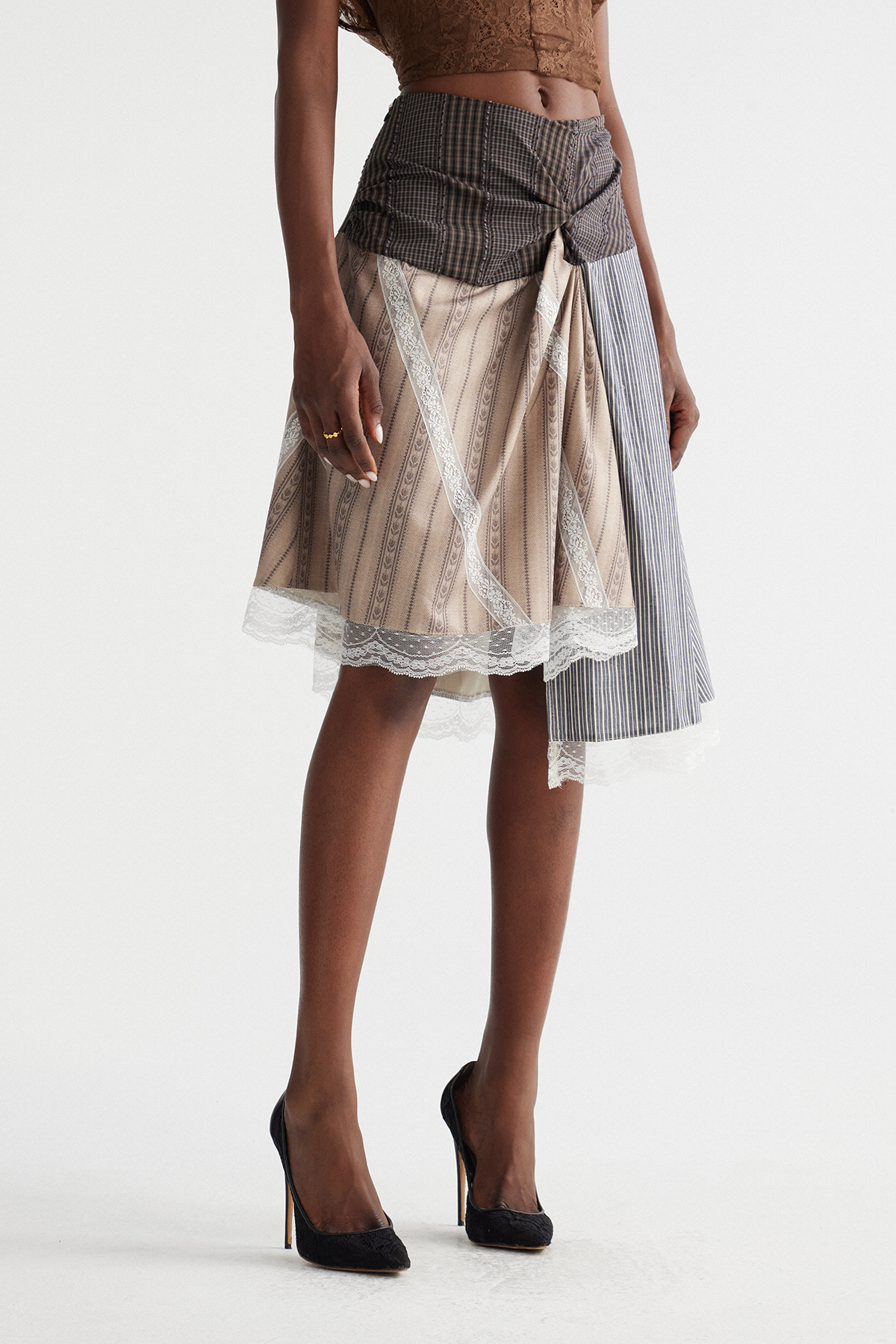 Inesa Deconstruct Stripe Midi Skirt
