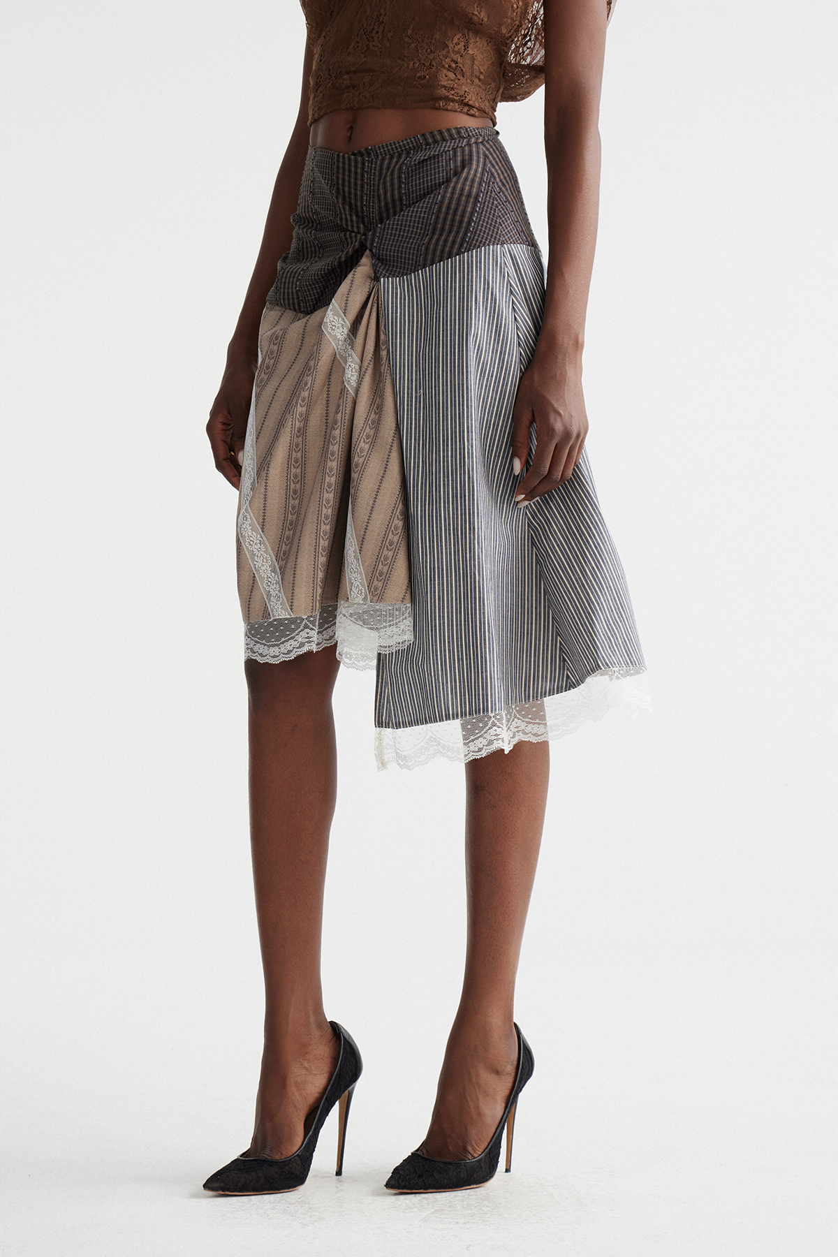 Inesa Deconstruct Stripe Midi Skirt