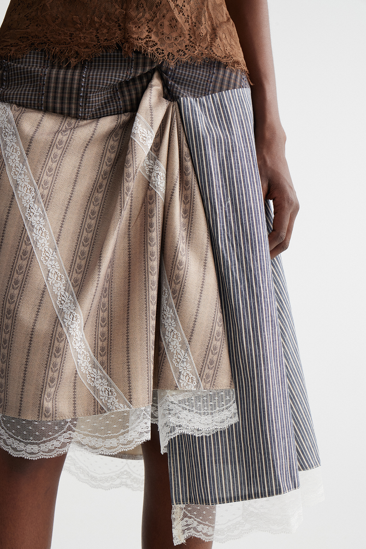Inesa Deconstruct Stripe Midi Skirt
